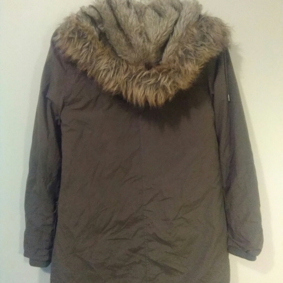 Aeropostale Khaki Green Coat with Faux Fur Hood - Picture 5 of 6